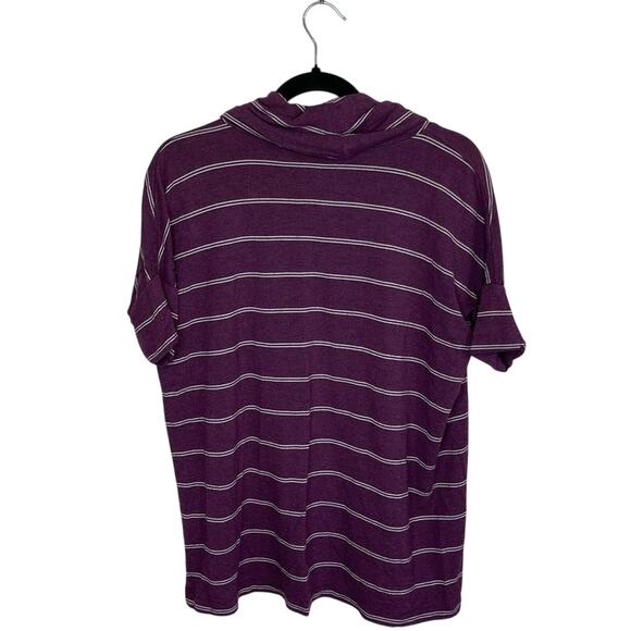 Loft‎ Purple Stripe Cowl Neck Short Sleeve Shirt Women's XS Top Comfort Casual - Picture 6 of 6